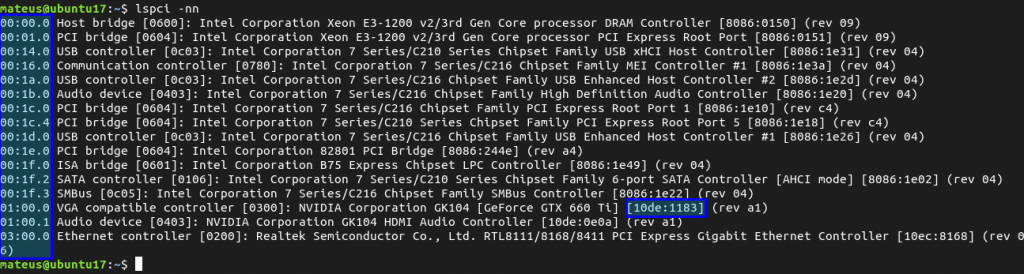 lspci: Informações do BARRAMENTO PCI no Linux